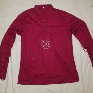 Men's Red Embroidered Symbol Tee